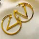 2024 New Trends V Letter Hoop Earrings For Women Stainless Steel Earrings Punk Round Ear Jewelry Gift