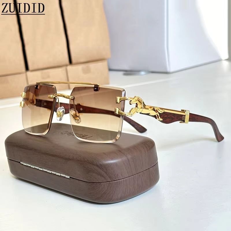 Luxury Sunglasses Square Rimless Sunglasses For Men Vintage Fashion Glasses Gafas De Sol Hombre Lunette Soleil Femme